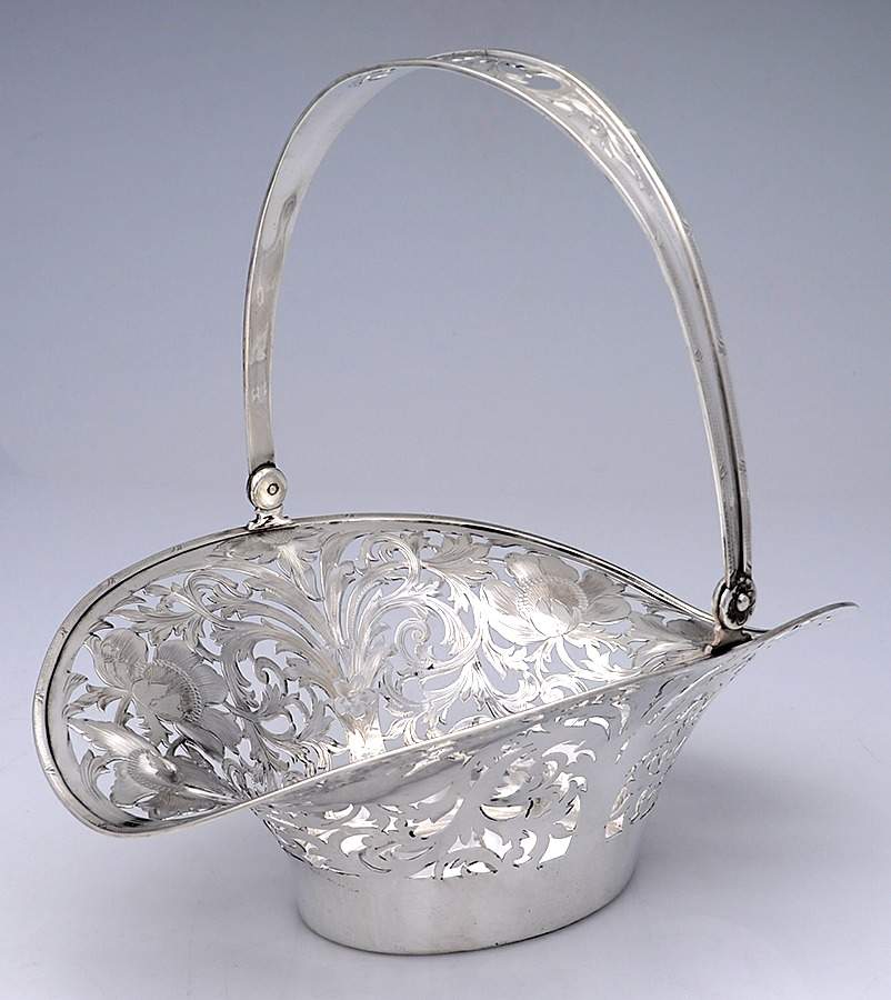 2398-3 (Sterling, Hollowware) 10" Pierced Handled Basket by Lebkuecher & Co-1