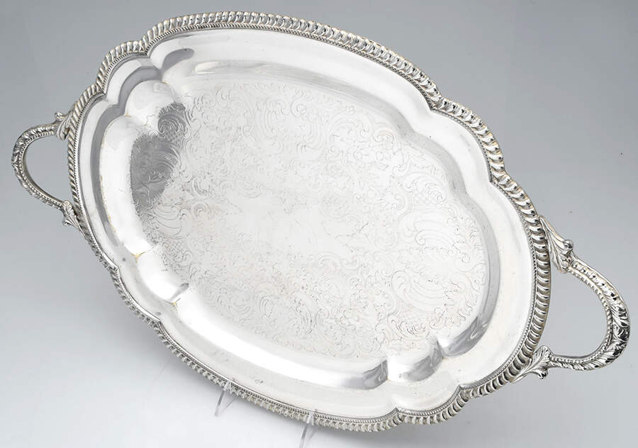 LMN5 (Silverplate, Hollowware) Large Footed Waiter Tray by Lehman Bros Silver-1
