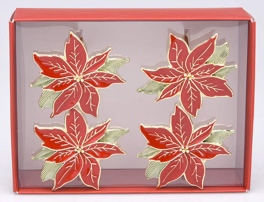 Poinsettia (Gold Electroplate) Napkin Ring - Set of 4 by Lenox-1