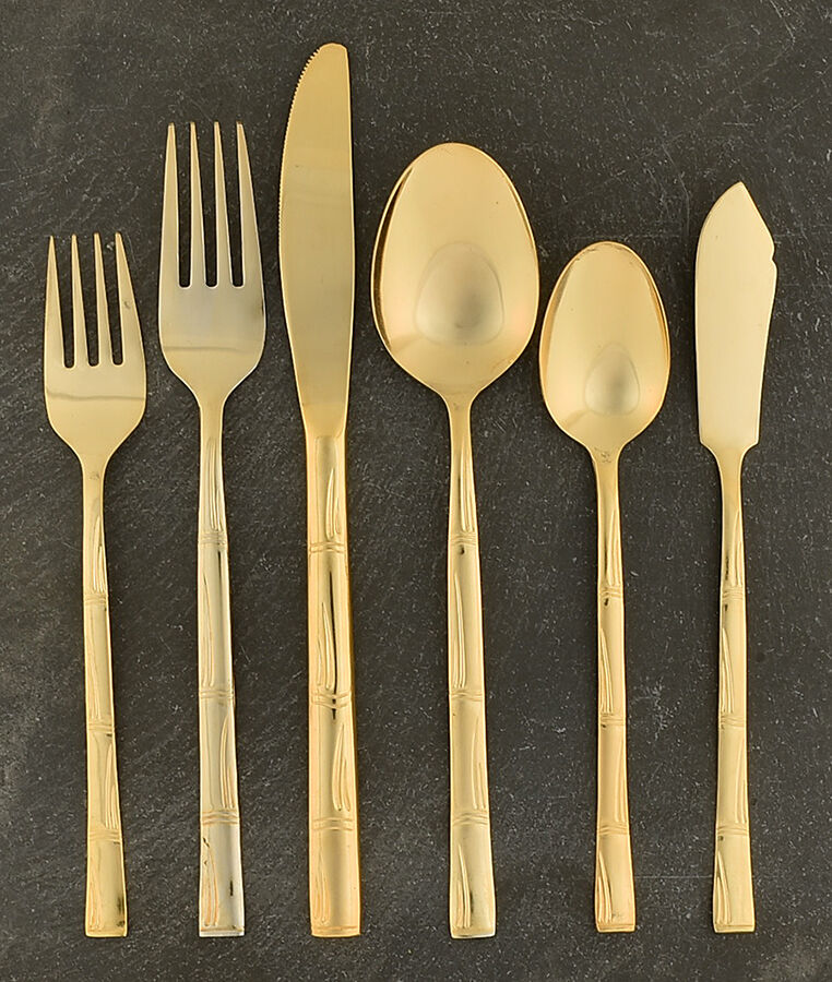 Bamboo (Gold Electroplate) 49  Piece Estate Set by Lifetime-1