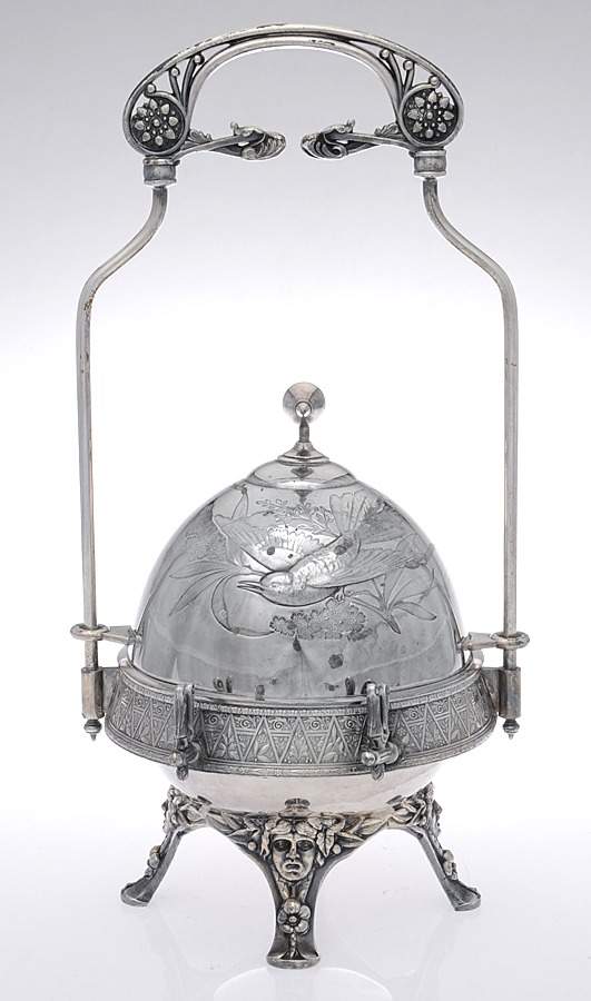 Silverplate Hollowware Round Covered Butter with Strainer & Master Knife by Meriden Britannia -1