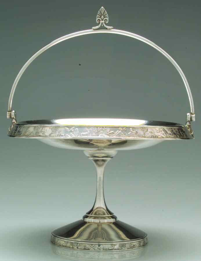Silverplate Hollowware Footed Handled Cake Basket by Meriden Britannia -1