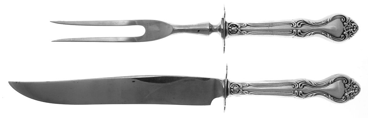 Amaryllis (Sterling, 1951), USA 2 Piece Small Carving Set W/ Sterling Guard by Manchester-1