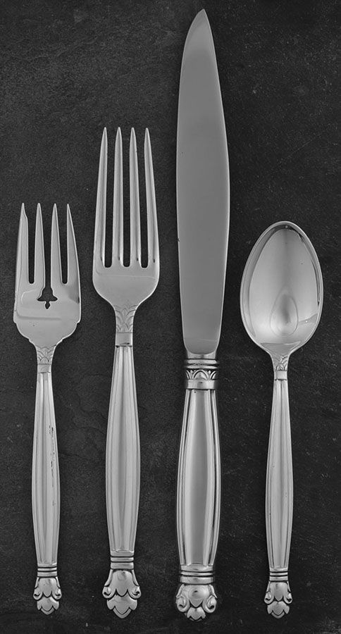 Copenhagen (Sterling, 1936, No Monograms) 4 Piece Dinner Size Setting by Manchester-1
