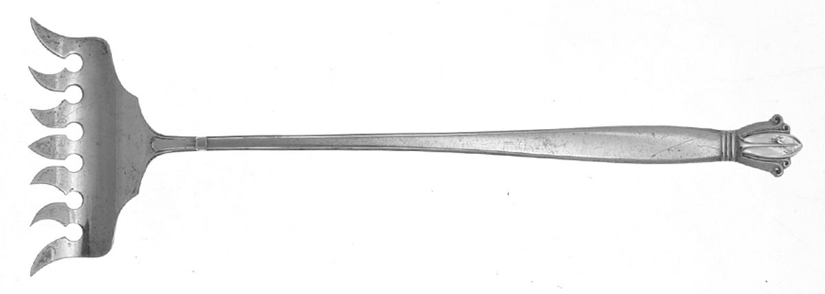 Copenhagen (Sterling, 1936, No Monograms) Bacon Fork (All Solid Piece) by Manchester-1