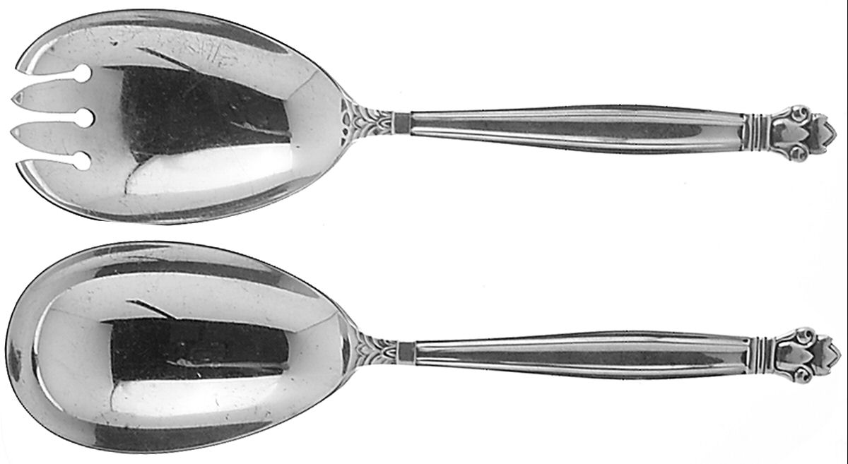 Copenhagen (Sterling, 1936, No Monograms) (2 Pc) Solid Salad Set by Manchester-1