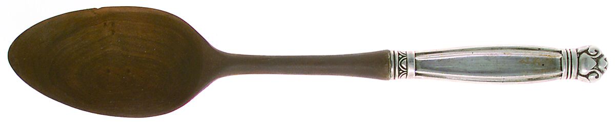 Copenhagen (Sterling, 1936, No Monograms) Salad Serving Spoon with Wooden Bowl by Manchester-1