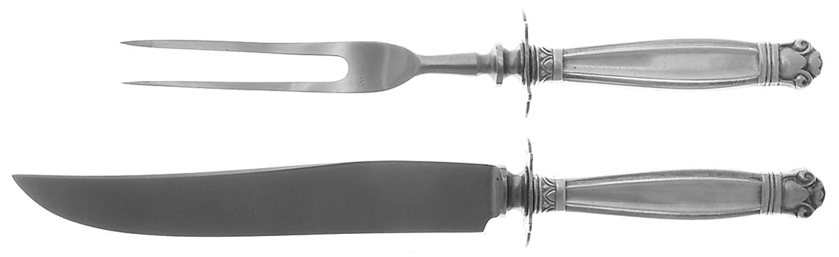 Copenhagen (Sterling, 1936, No Monograms) Small Stainless Blade 2-Piece Steak Carving Set by Manchester-1