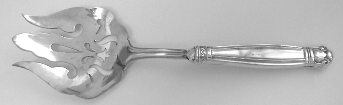 Copenhagen (Sterling, 1936, No Monograms) Salad Serving Fork with Plated Prongs by Manchester-1