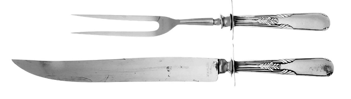 Fleetwood (Sterling, 1910) Large 2-Piece Roast Carving Set w/Stainless Blade by Manchester-1