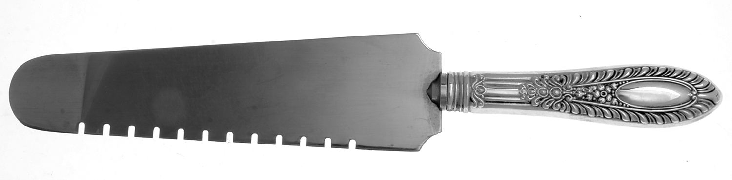 Gadroonette (Sterling, 1938, No Monograms) Pie & Cake Server with Stainless Blade by Manchester-1