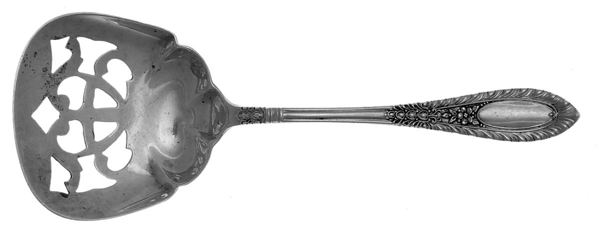 Gadroonette (Sterling, 1938, No Monograms) Solid Bon Bon Spoon with Pierced Bowl by Manchester-1