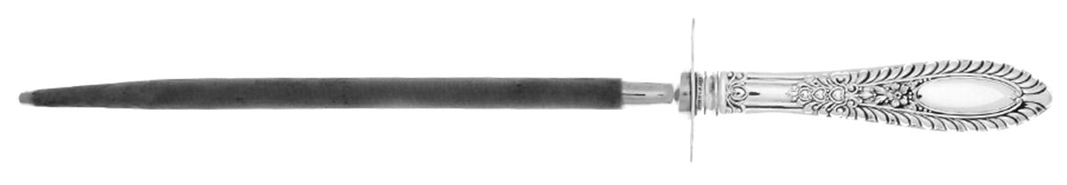 Gadroonette (Sterling, 1938, No Monograms) Knife-Sharpn/Steelrod/Lg-Sterling Guard by Manchester-1
