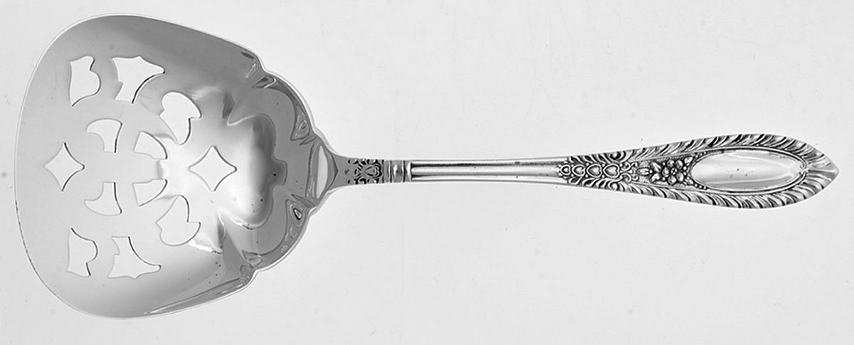 Gadroonette (Sterling, 1938, No Monograms) Solid Bon Bon Spoon with Pierced Bowl by Manchester-1