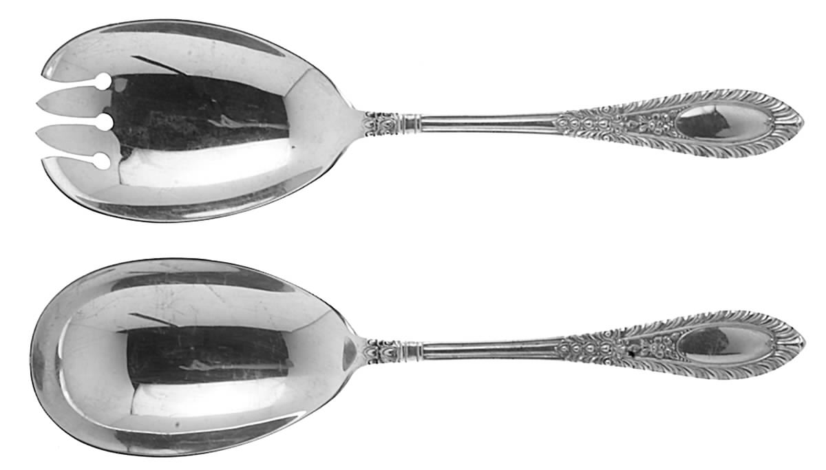 Gadroonette (Sterling, 1938, No Monograms) (2 Pc) Solid Salad Set by Manchester-1