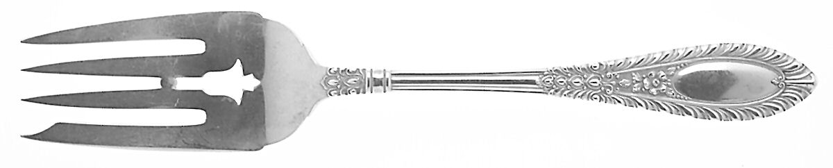 Gadroonette (Sterling, 1938, No Monograms) Medium Solid Cold Meat Serving Fork by Manchester-1