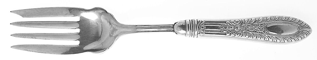 Gadroonette (Sterling, 1938, No Monograms) Medium Cold Meat Serving Fork, Plated Tines by Manchester-1
