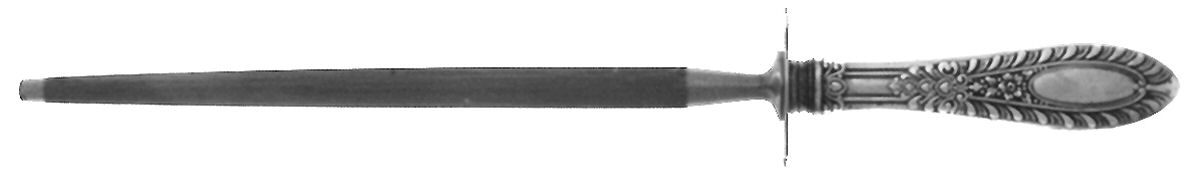 Gadroonette (Sterling, 1938, No Monograms) Large Roast Steel Rod Knife Sharpener by Manchester-1