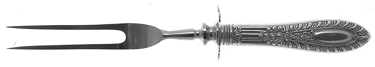 Gadroonette (Sterling, 1938, No Monograms) Small Steak Carving Fork with Stainless Prongs by Manchester-1