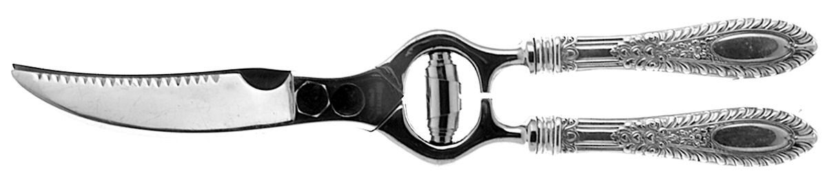Gadroonette (Sterling, 1938, No Monograms) Poultry Shears with Stainless Blades by Manchester-1