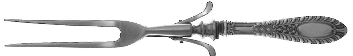 Gadroonette (Sterling, 1938, No Monograms) Large Stainless-Prong Roast Carving Fork by Manchester-1