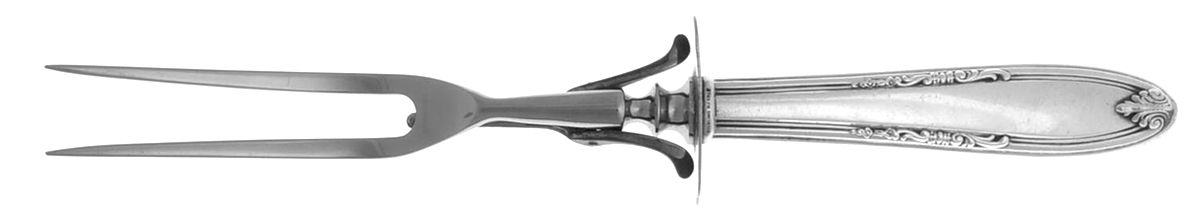 Leonore (Sterling, 1939) Lg Carving/Roast Fork-Stn Prong w/Sterling Guard by Manchester-1