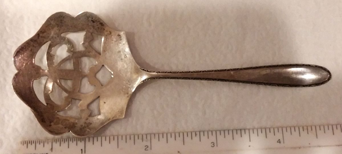 Manchester (Sterling, 1932, No Monograms) Solid Bon Bon Spoon with Pierced Bowl by Manchester-1