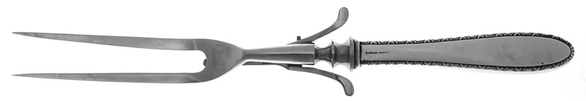 Manchester (Sterling, 1932, No Monograms) Large Stainless-Prong Roast Carving Fork by Manchester-1
