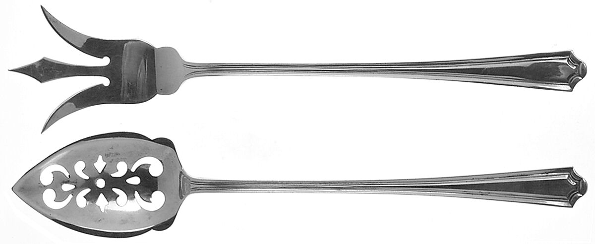 Mary Warren (Sterling, 1910-1932) 2 Pc Large Lettuce Serving Set by Manchester-1