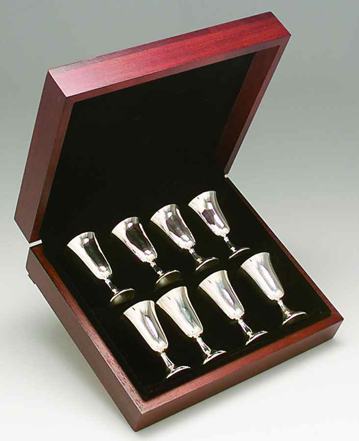 Sterling Hollowware Cordial Cup - Set of 8 w/Wood Case by Manchester-1