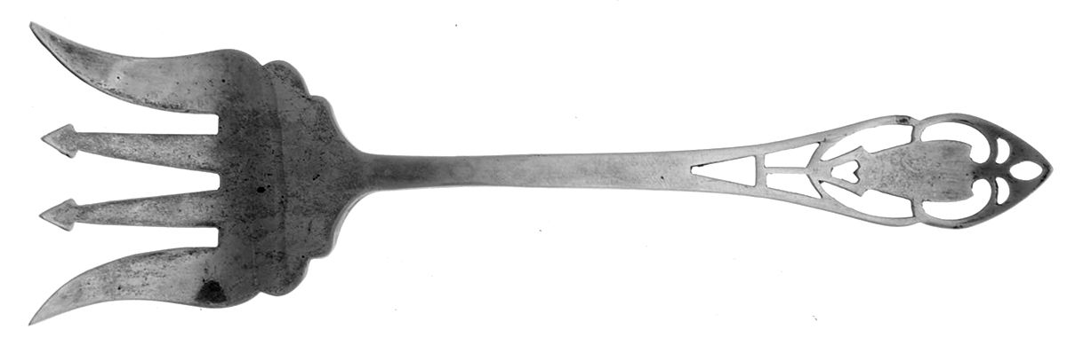 Pierced Handle (Sterling, 1951) Large Solid Tined Sardine Serving Fork by Manchester-1