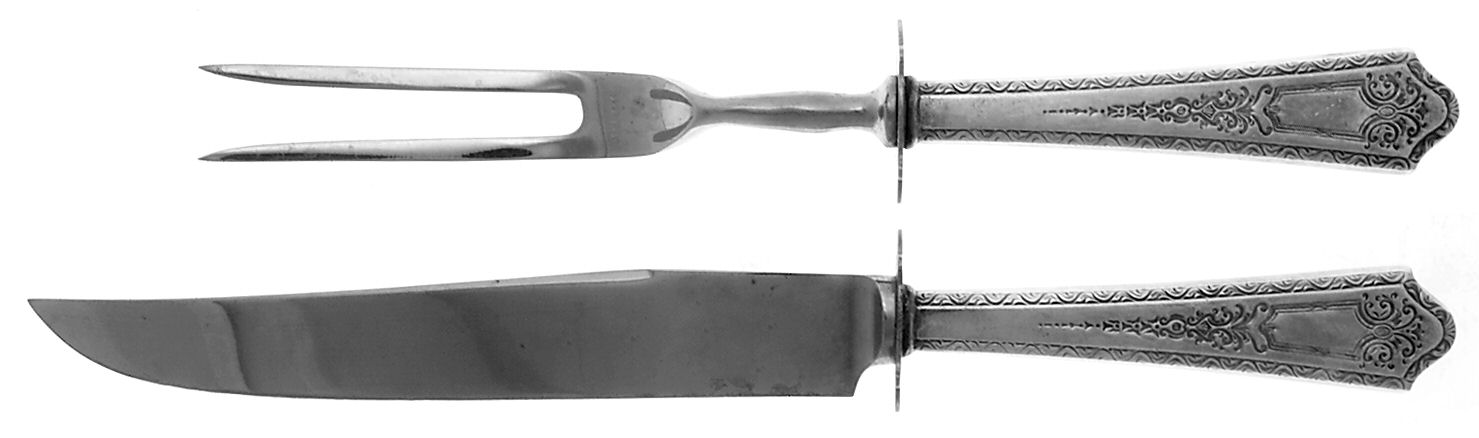 Princess (Sterling, 1910-1932) 2 Piece Small Carving Set W/ Sterling Guard by Manchester-1