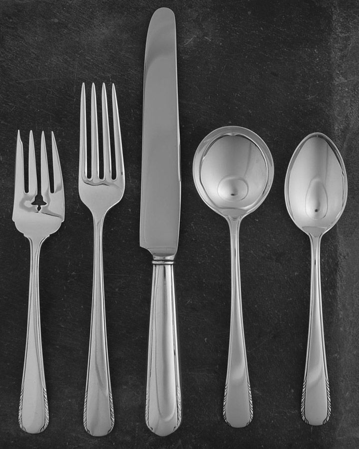 Silver Stream (Sterling, 1934, No Monograms) 5 Piece Place Size Setting by Manchester-1