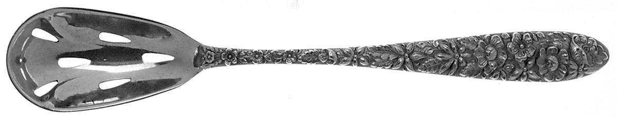 Southern Rose (Sterling, 1933) Pierced Bowl Short Handle Olive Spoon by Manchester-1
