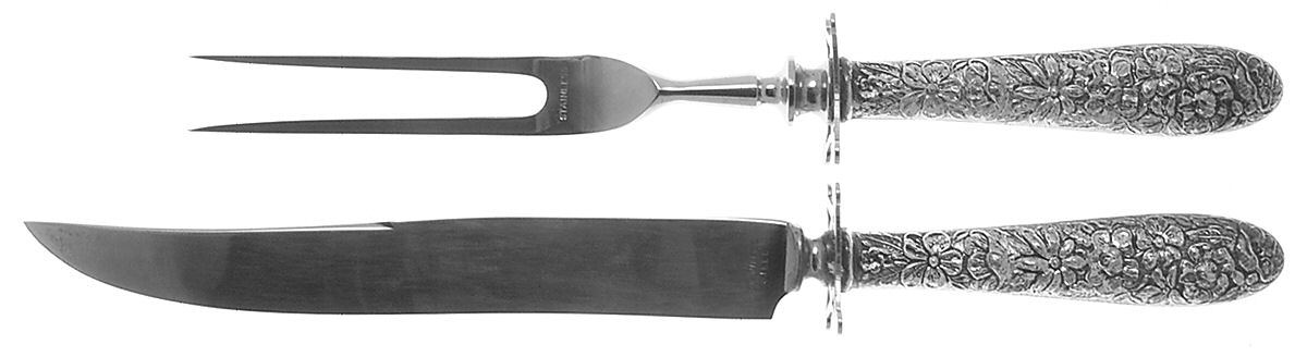 Southern Rose (Sterling, 1933) Small Steak 2-Piece Carving Set w/Stainless Blade by Manchester-1