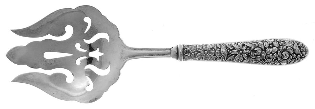 Southern Rose (Sterling, 1933) Salad Serving Fork with Plated Prongs by Manchester-1