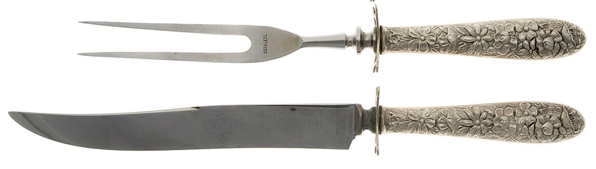 Southern Rose (Sterling, 1933) Small 2-Piece Steak Carving Set w/Stainless Blade by Manchester-1