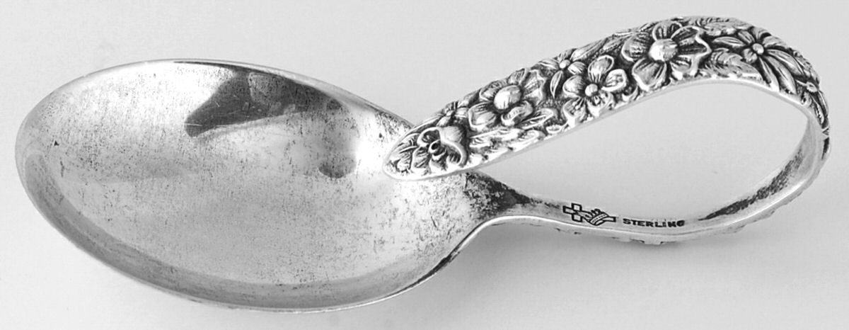 Southern Rose (Sterling, 1933) Curved Handle Baby Spoon by Manchester-1