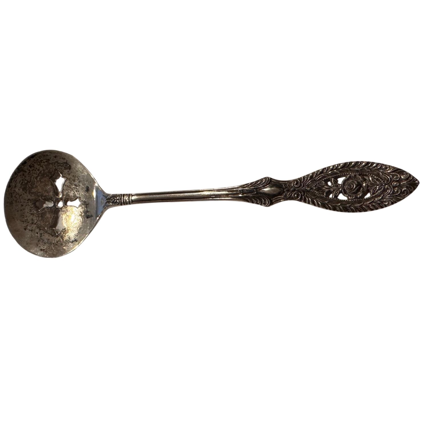 Valenciennes (Sterling, 1938) Solid Bon Bon Spoon with Pierced Bowl by Manchester-1