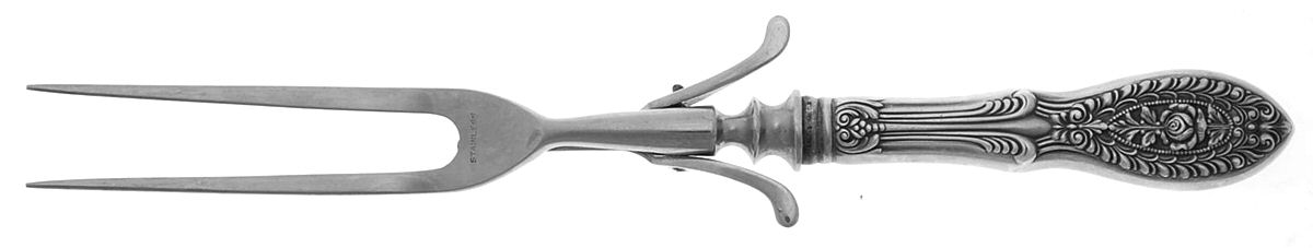 Valenciennes (Sterling, 1938) Large Stainless-Prong Roast Carving Fork by Manchester-1