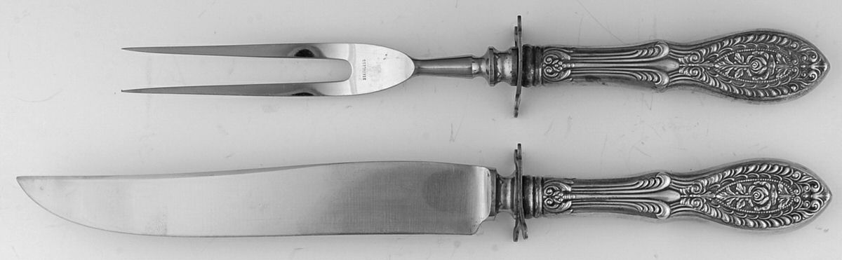 Valenciennes (Sterling, 1938) Small Stainless Blade 2-Piece Steak Carving Set by Manchester-1