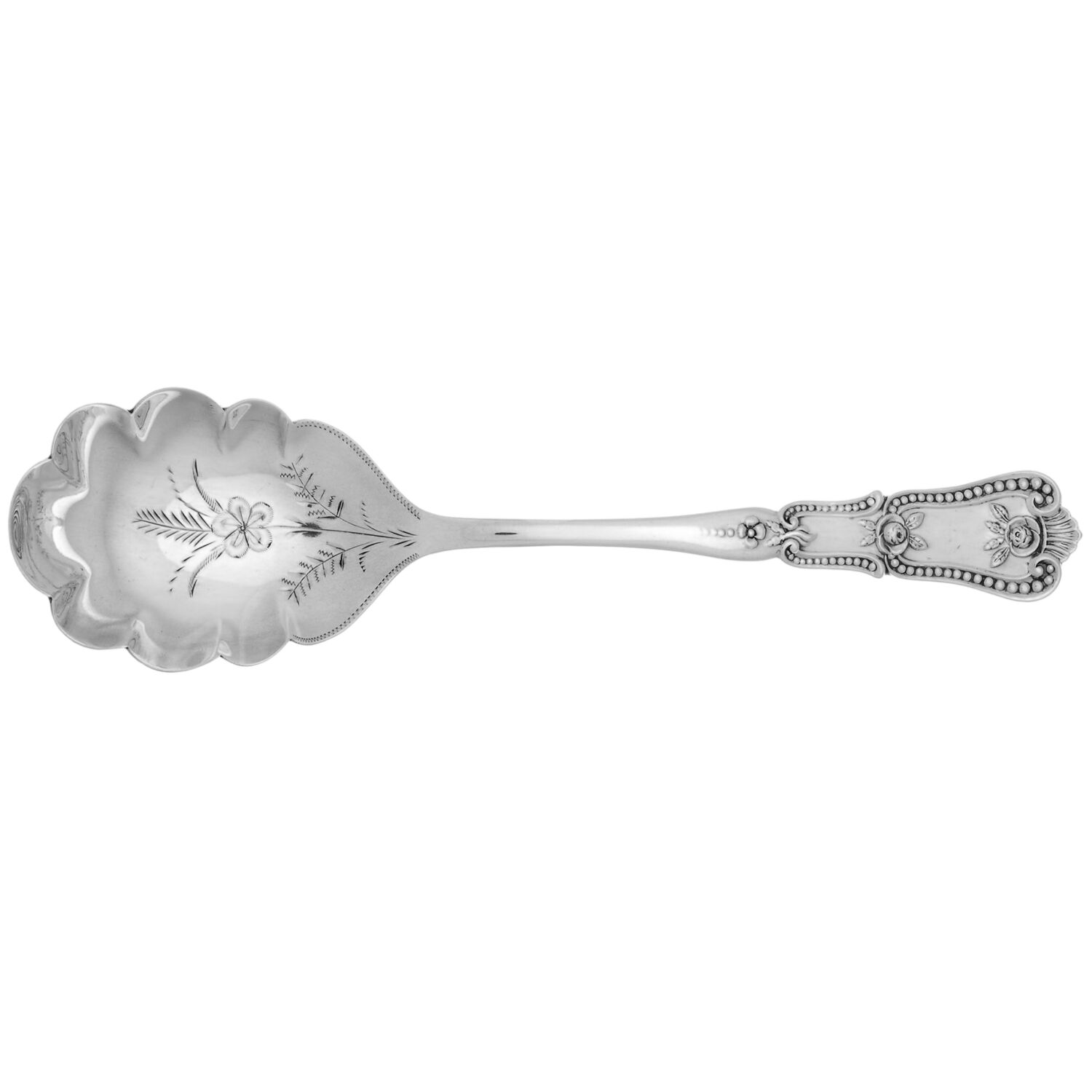 Webster (Sterling, 1890) Large Bright Cut Jelly Spoon by Manchester-1
