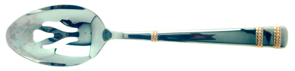 Amore d'Oro (Stainless, Gold Accents) Pierced Tablespoon (Serving Spoon) by Mikasa-1