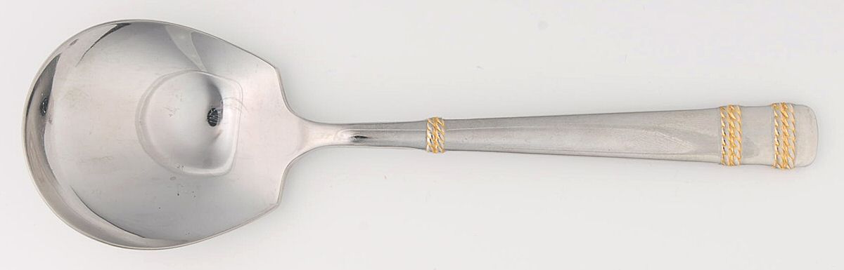 Amore d'Oro (Stainless, Gold Accents) Solid Smooth Casserole Spoon by Mikasa-1