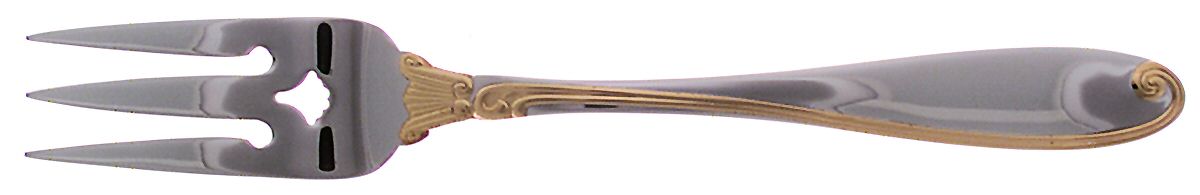 Ambrose Gold (Stainless, Gold Accent) Large Solid Cold Meat Serving Fork by Mikasa-1
