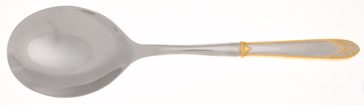Cathedral Gold (Stainless, Gold Accent) Casserole Spoon with Smooth Stainless Bowl HC by Mikasa-1