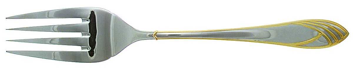 Cathedral Gold (Stainless, Gold Accent) Large Solid Cold Meat Serving Fork by Mikasa-1