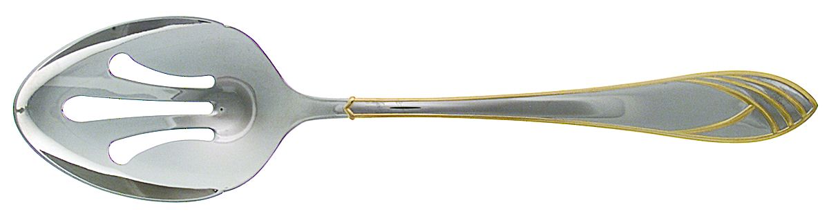 Cathedral Gold (Stainless, Gold Accent) Pierced Tablespoon (Serving Spoon) by Mikasa-1