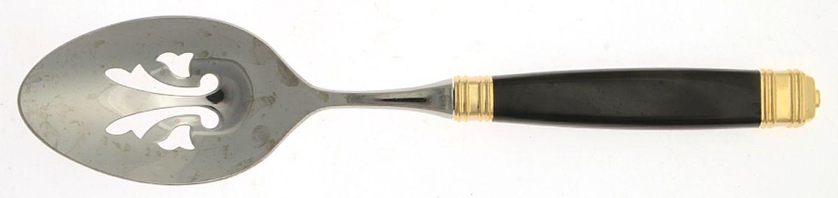 Continental-Black (Stainless-Gold Accent) Pierced Tablespoon (Serving Spoon) by Mikasa-1