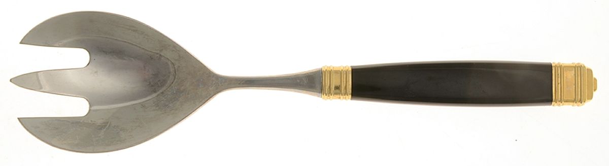 Continental-Black (Stainless-Gold Accent) Salad Serving Fork with Stainless Prongs by Mikasa-1